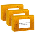 Gzwccvsn 3PCS Turmeric Soap Bar, Organic Turmeric Soap for Dark Spots & Acne, for Hyperpigmentation, Smooth Skin, All Natural Turmeric Soap Bar, Deep Cleansing Turmeric Soap