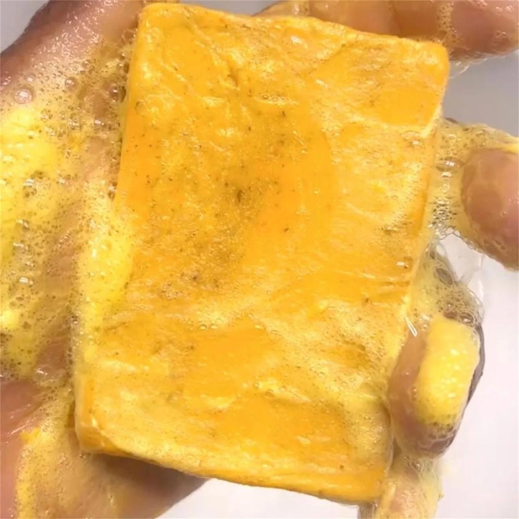 Gzwccvsn 3PCS Turmeric Soap Bar, Organic Turmeric Soap for Dark Spots & Acne, for Hyperpigmentation, Smooth Skin, All Natural Turmeric Soap Bar, Deep Cleansing Turmeric Soap